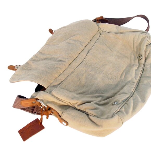 SUNDANCE Anabaglish Canvas/Leather Large Distressed Messenger Bag - MINT - Picture 8 of 11